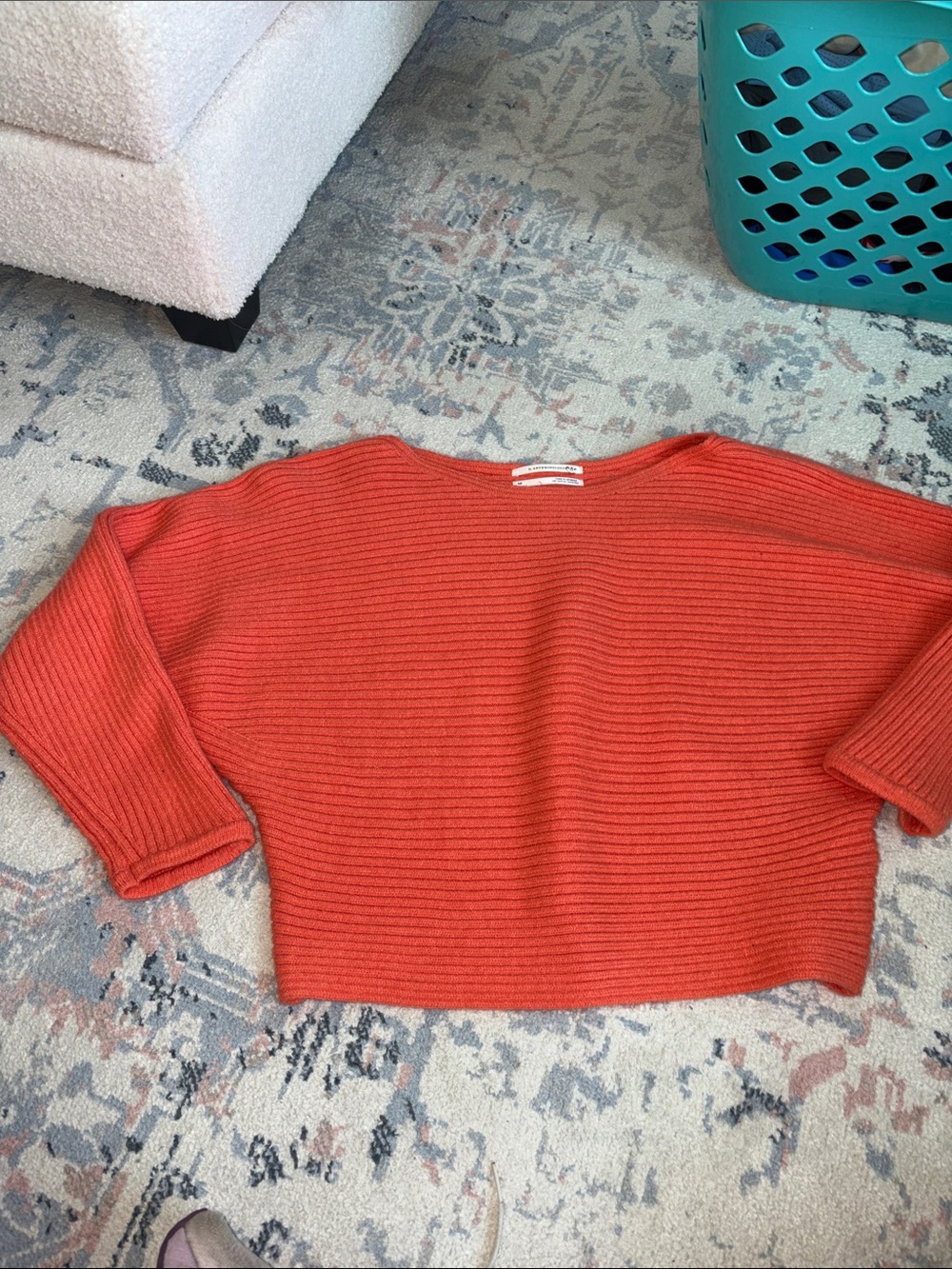 Kids Orange Ribbed One-Piece Sweater